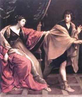Isteri Potifar menarik jubah Yusuf